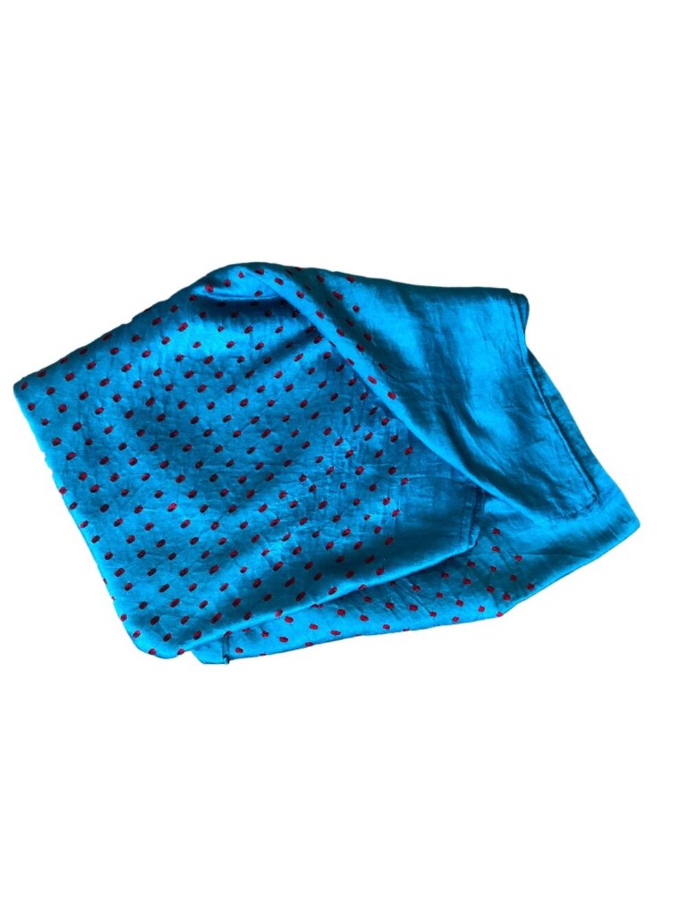 Vintage Red Dotted Diamond-Like Blue Long Scarf